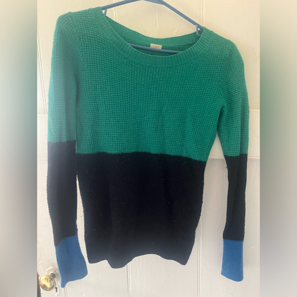 Wool blend J crew color block sweater XS
